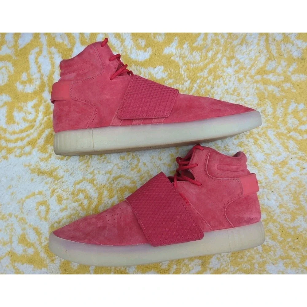 Adidas Originals Size 11.5 Tubular Invader Strap Red Mid Shoes Sneakers BB5039